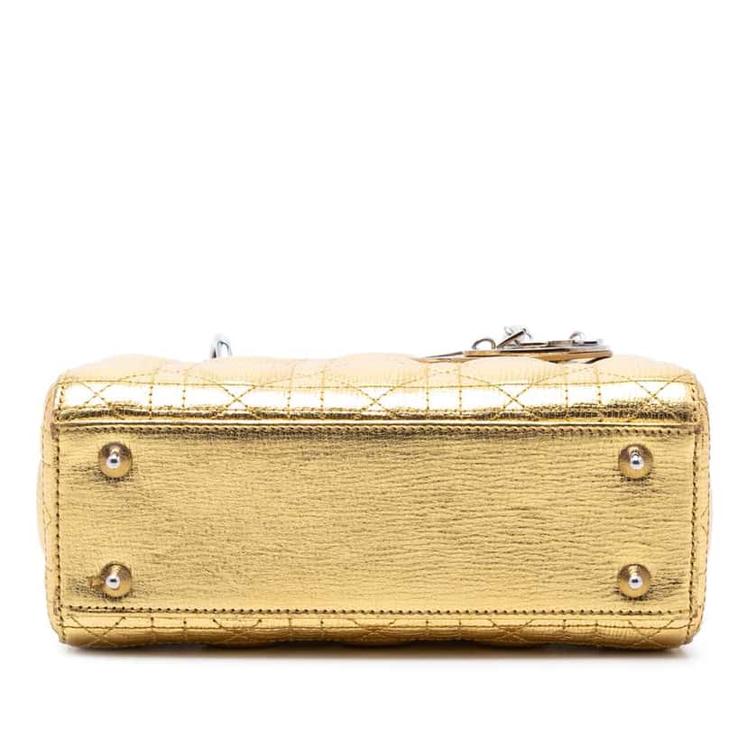Dior Small Metallic Grained Calfskin Cannage My ABCDior Lady Dior Gold Leather Good condition - Inside View