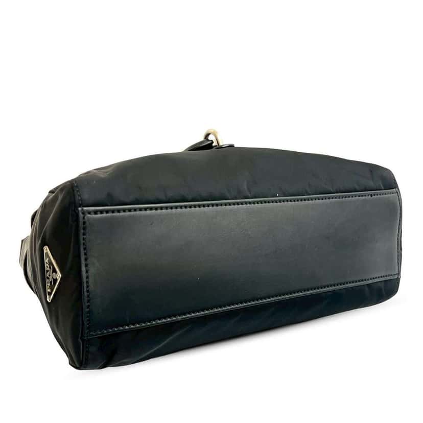 Prada Vitello Trimmed Tessuto Shoulder Bag Black Good condition - Inside View
