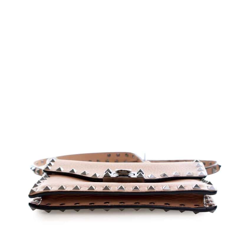 Valentino Mini Leather Rockstud Flap Crossbody Brown Leather Good condition - Box View