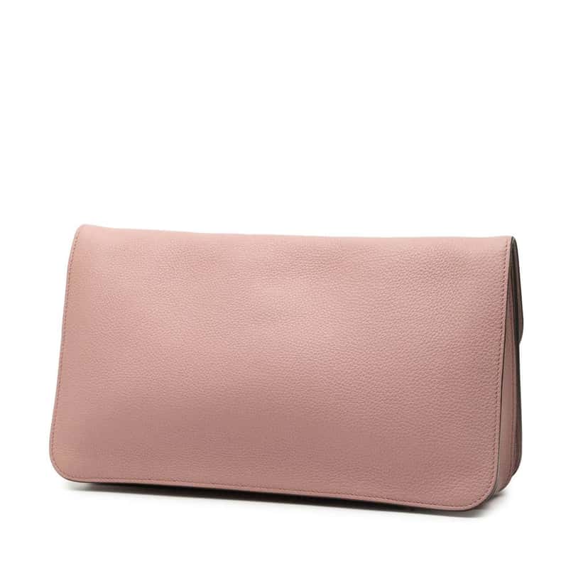 Gucci Pebbled Calfskin Soft Jackie Clutch Pink Leather Good condition - Back View