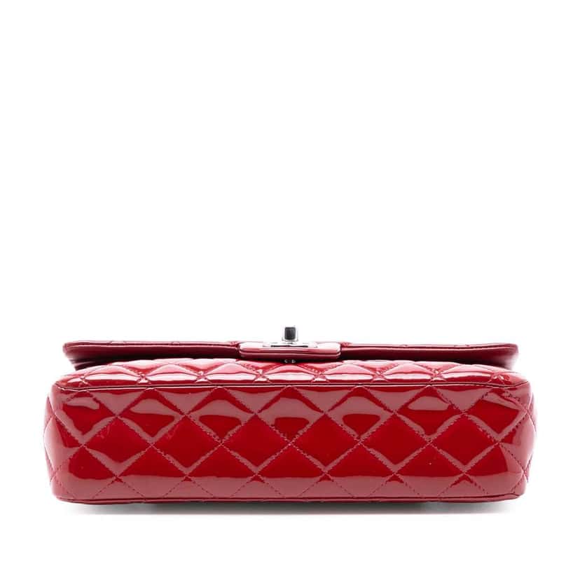Chanel Medium Classic Patent Double Flap Red Leather Good condition - Inside View