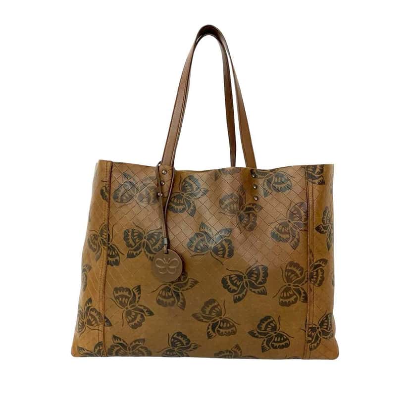 Bottega Veneta Nappa Intrecciomirage Butterfly Tote Brown Leather Good condition - Front View