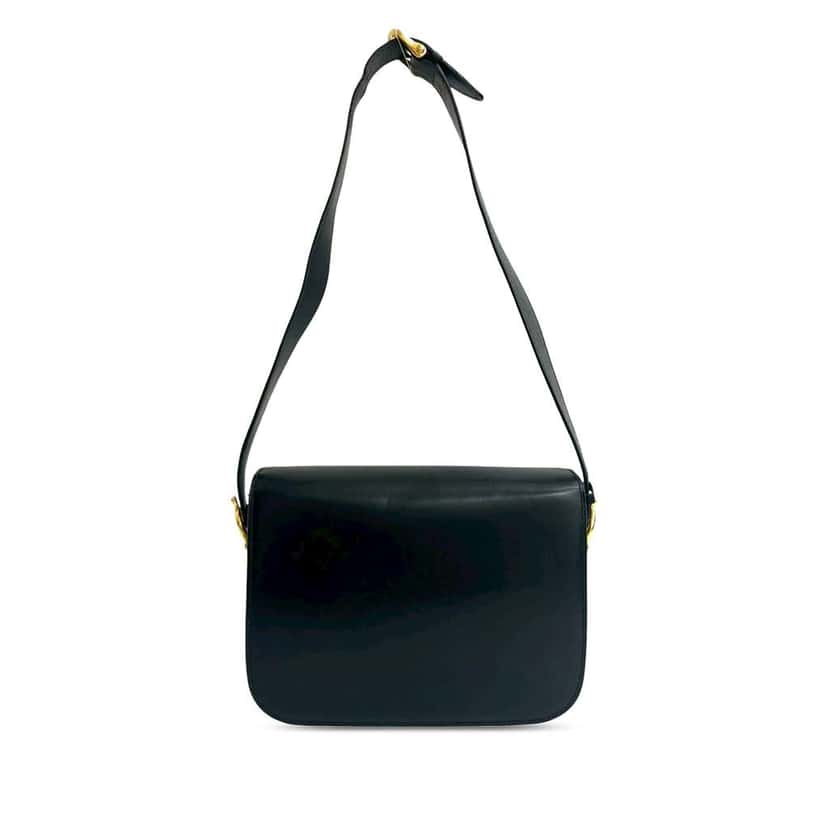 Celine Calfskin Horse Carriage Shoulder Bag Black Leather Good condition - Back View