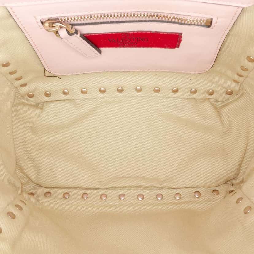 Valentino Mini Leather Rockstud Trapeze Satchel Pink Leather Good condition - Model View