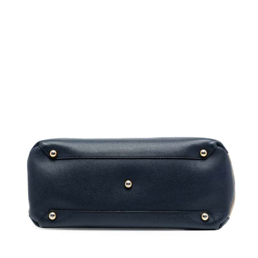 Burberry Medium Leather and House Check Banner Satchel Blue Leather Good condition - Inside View