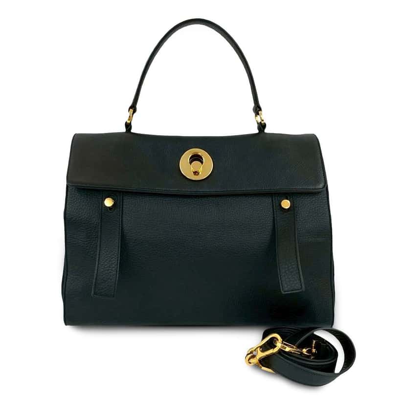 Saint Laurent Medium Leather Muse Two Satchel Black Leather Good condition - Front View
