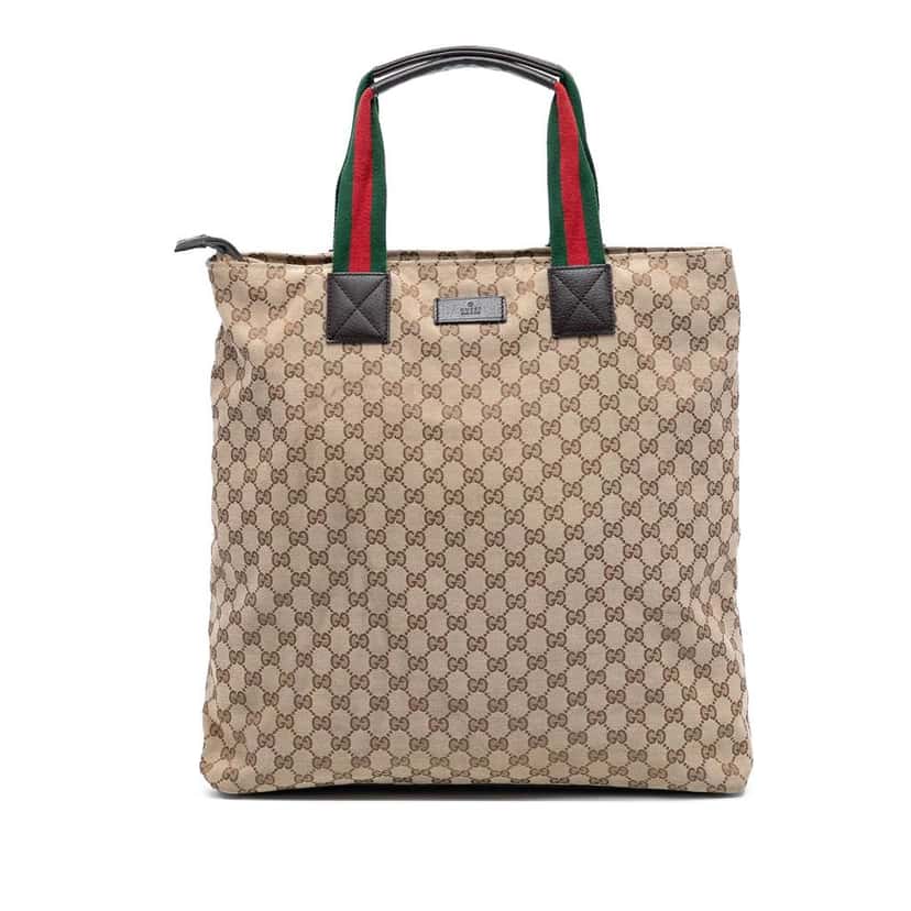 Gucci GG Canvas Web Tote Brown Canvas Good condition - Front View
