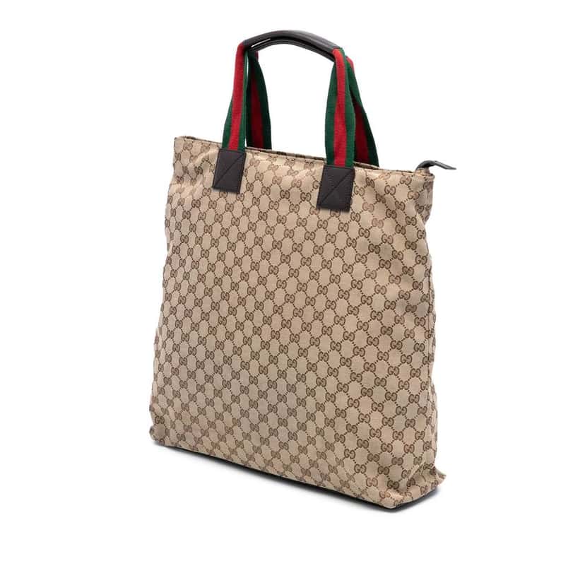 Gucci GG Canvas Web Tote Brown Canvas Good condition - Back View
