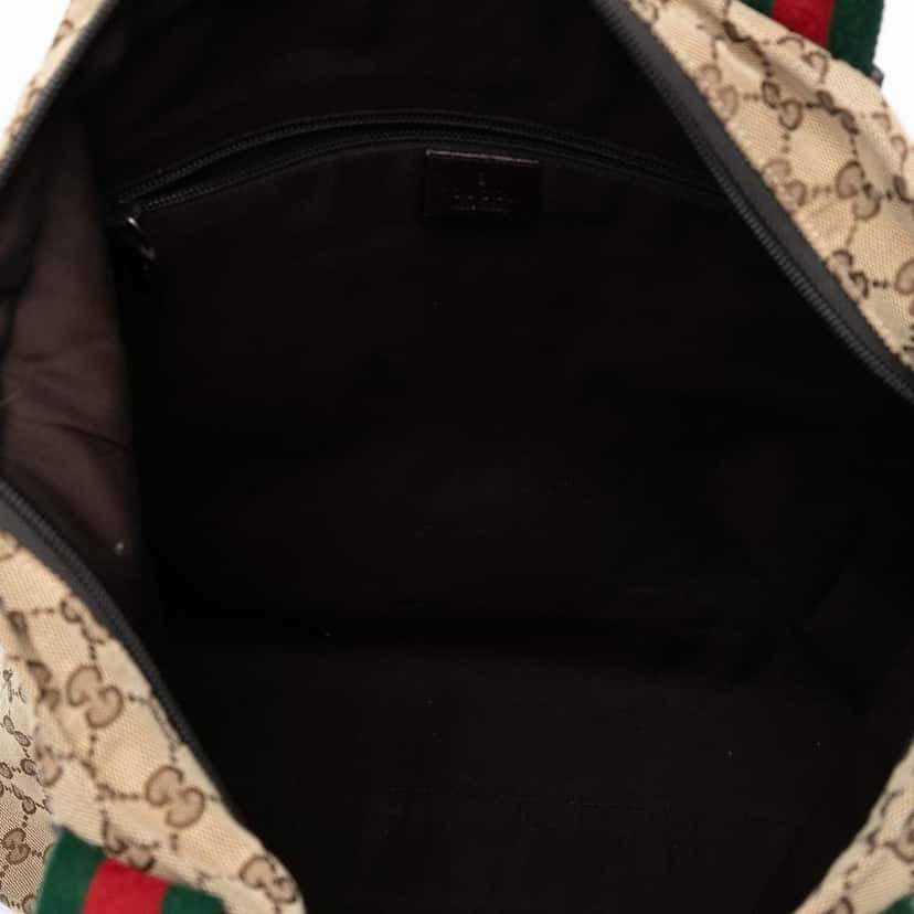 Gucci GG Canvas Web Tote Brown Canvas Good condition - Model View
