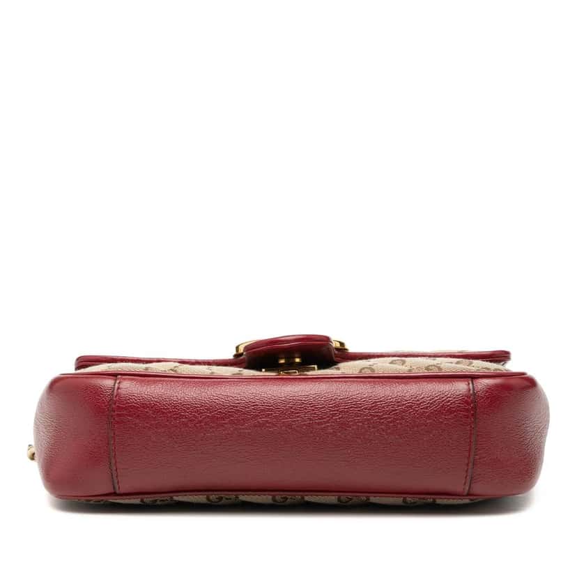 Gucci Small GG Marmont Matelasse Diagonal GG Canvas and Leather Shoulder Bag Brown Canvas Very good condition - Inside View