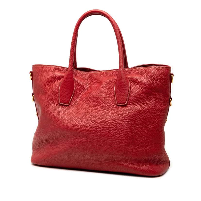 Prada Vitello Daino Open Convertible Tote Red Leather Good condition - Back View