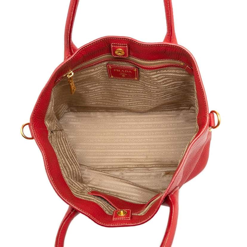 Prada Vitello Daino Open Convertible Tote Red Leather Good condition - Model View