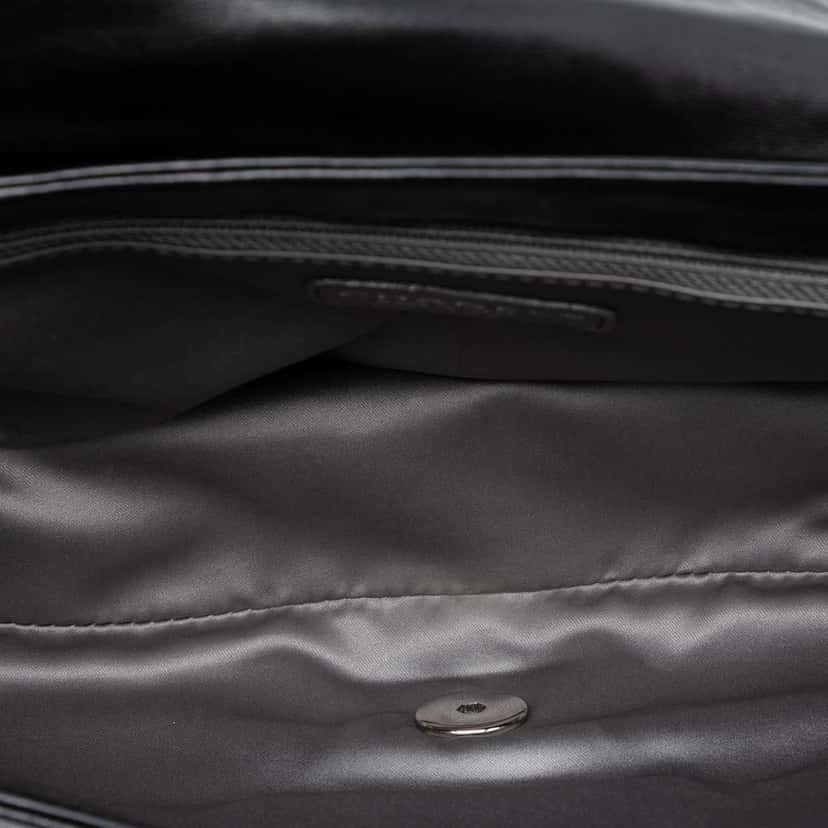 Chanel CC Quilted Astrakhan Single Flap Black Leather Very good condition - Model View