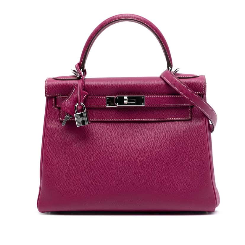 Hermès Epsom Candy Kelly II Retourne 28 Purple Leather Good condition - Front View