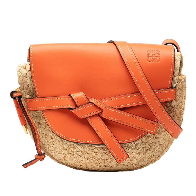 Loewe Medium Raffia Gate Crossbody Brown Very good condition - Front View