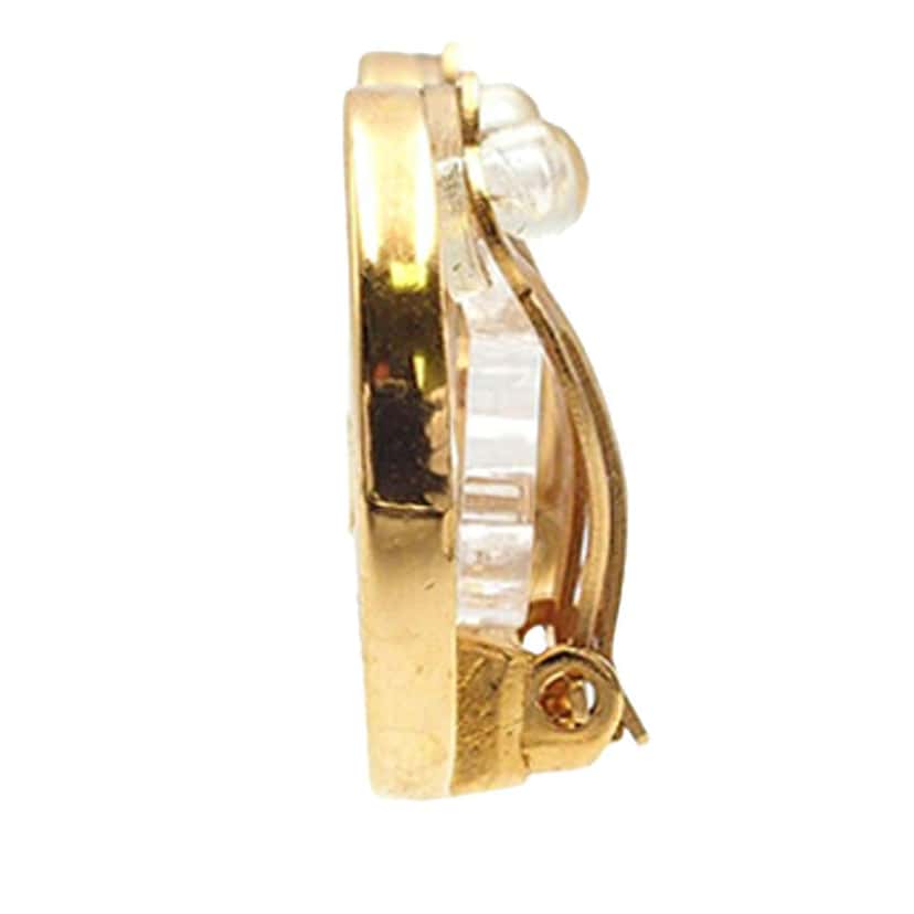 Chanel CC Gold Plated Round Clip on Earrings Gold Metal Good condition - Back View