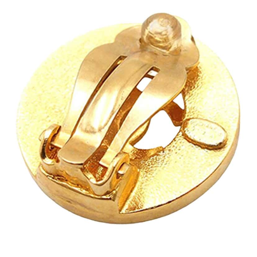 Chanel CC Gold Plated Round Clip on Earrings Gold Metal Good condition - Box View