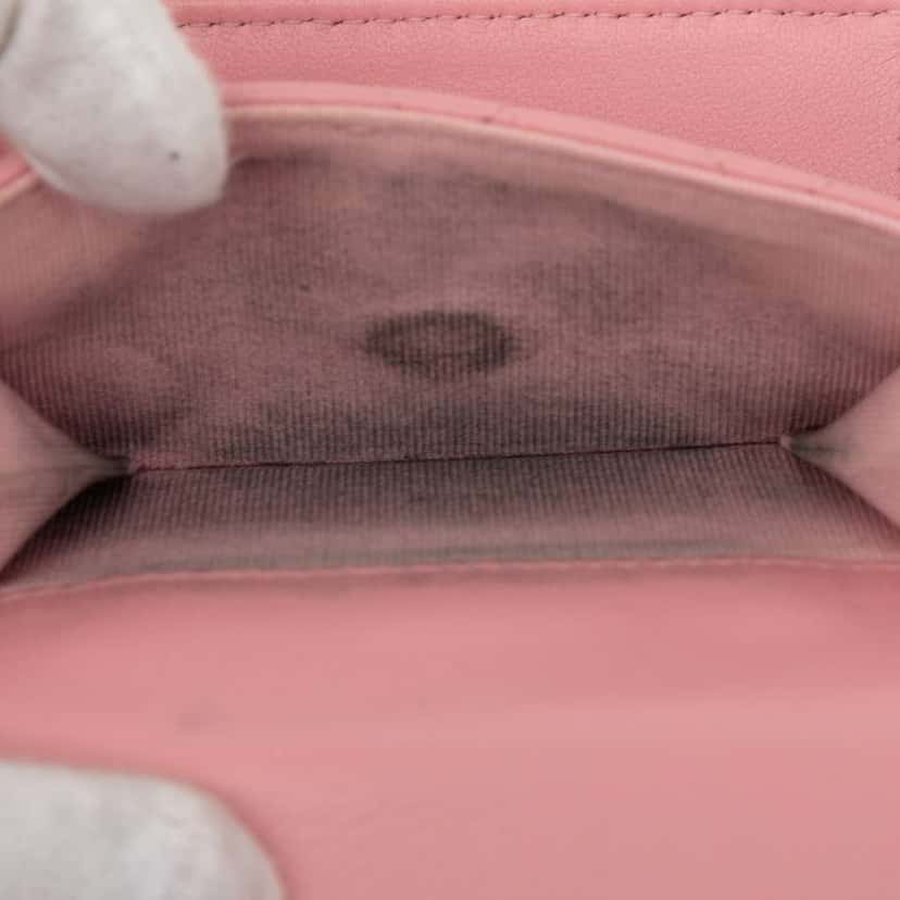 Chanel CC Quilted Lambskin Compact Flap Wallet Pink Leather Good condition - Box View