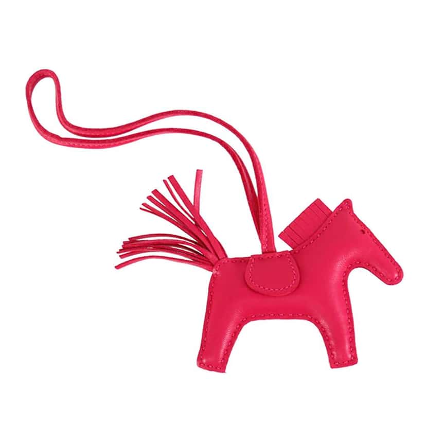 Hermès Milo Lambskin Grigri Rodeo Bag Charm PM Pink Leather Good condition - Back View