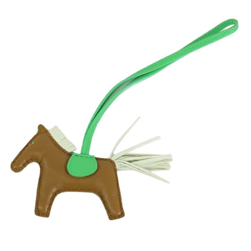 Hermès Milo Lambskin and Swift Grigri Rodeo Pegase Bag Charm PM Brown Leather Good condition - Front View