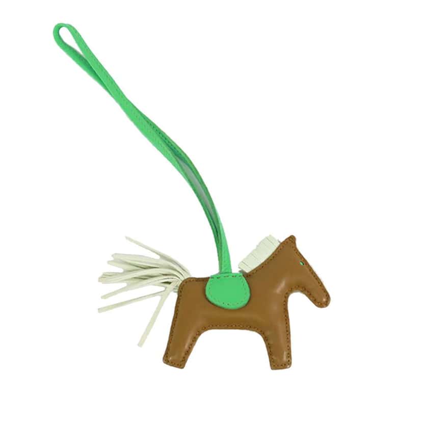 Hermès Milo Lambskin and Swift Grigri Rodeo Pegase Bag Charm PM Brown Leather Good condition - Back View