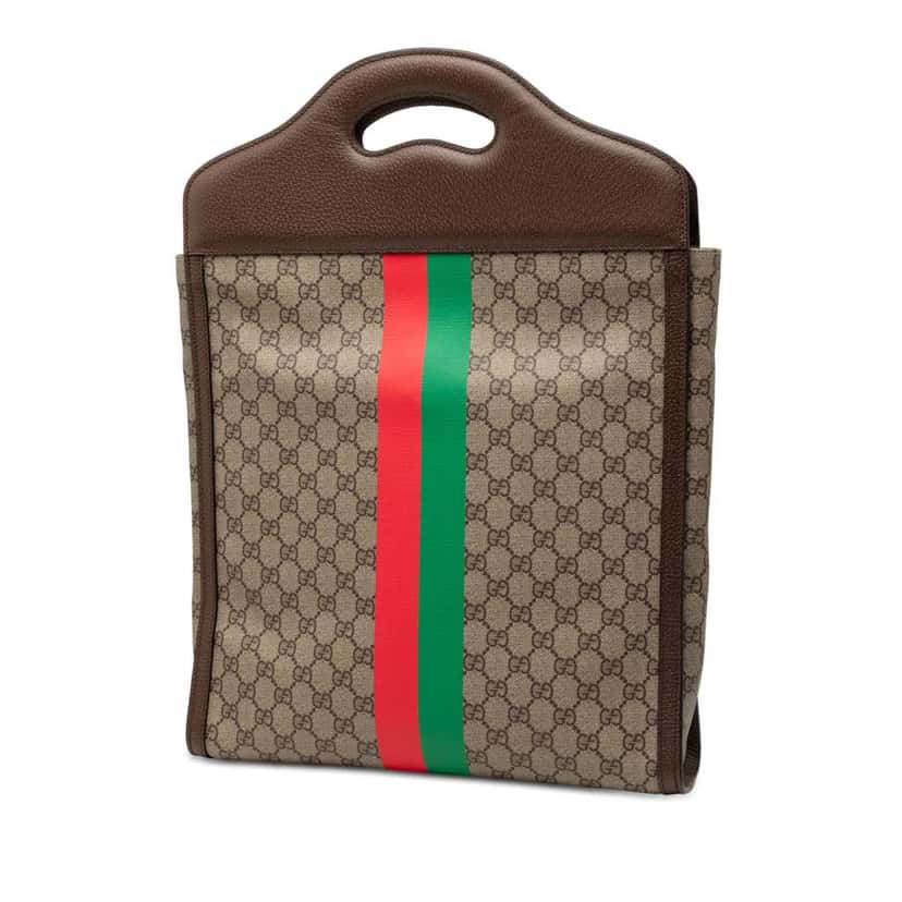 Gucci GG Supreme Web Tiger Satchel Brown Canvas Very good condition - Back View