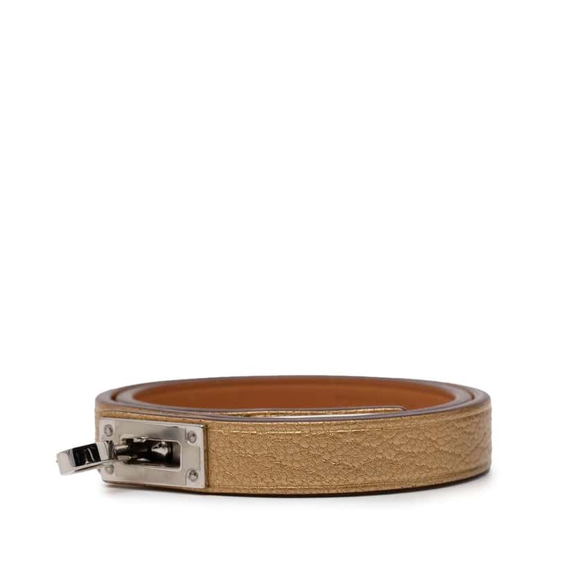 Hermès Chevre Mysore Mini Kelly Double Tour Bracelet T2 Gold Leather Good condition - Back View