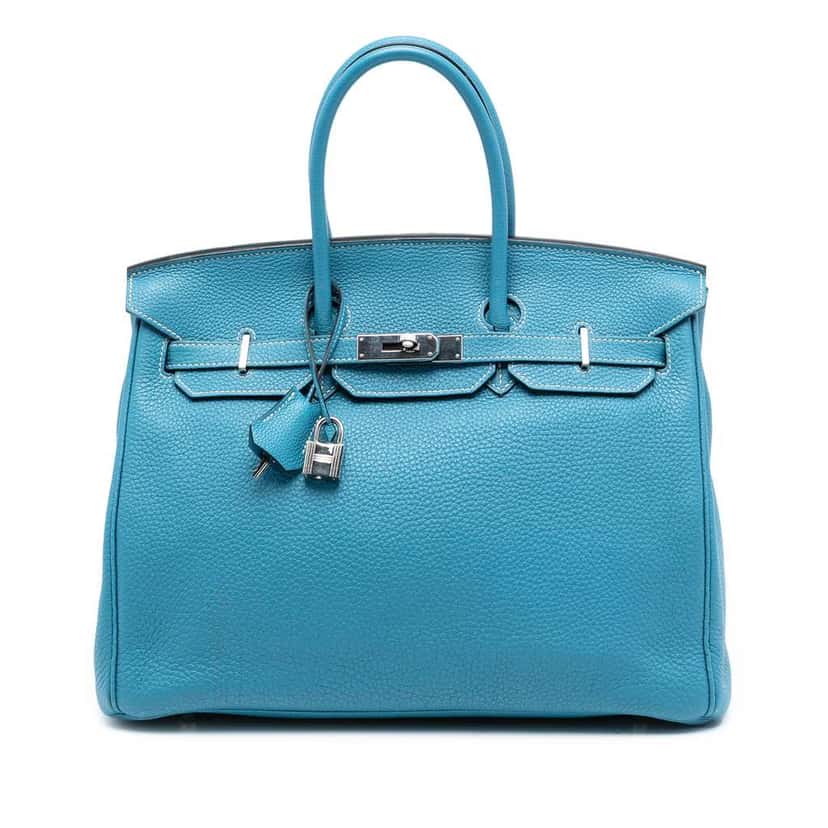 Hermès Togo Birkin Retourne 35 Blue Leather Good condition - Front View