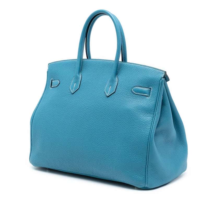 Hermès Togo Birkin Retourne 35 Blue Leather Good condition - Back View