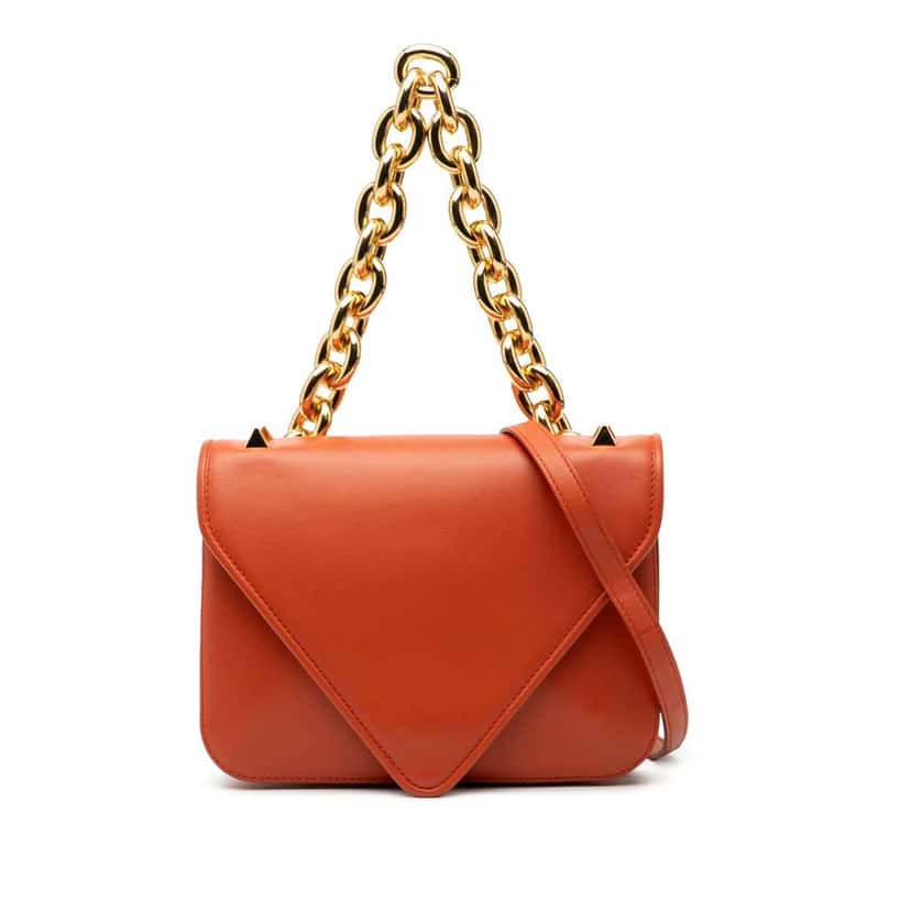 Bottega Veneta Small Leather Mount Envelope Chain Bag Orange Leather Very good condition - Front View