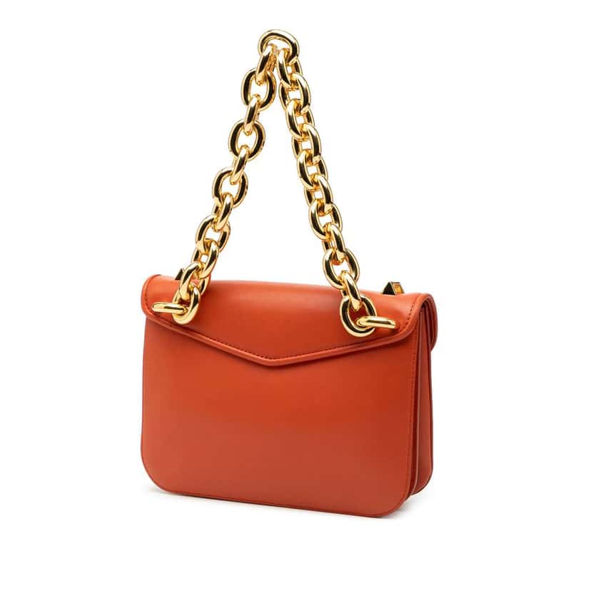 Bottega Veneta Small Leather Mount Envelope Chain Bag Orange Leather Very good condition - Back View