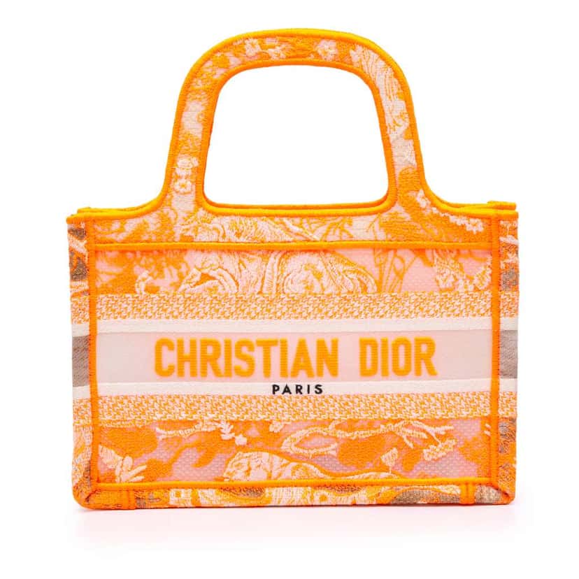 Dior Mini Canvas Embroidered Dioriviera Toile De Jouy Book Tote Orange Canvas Very good condition - Front View