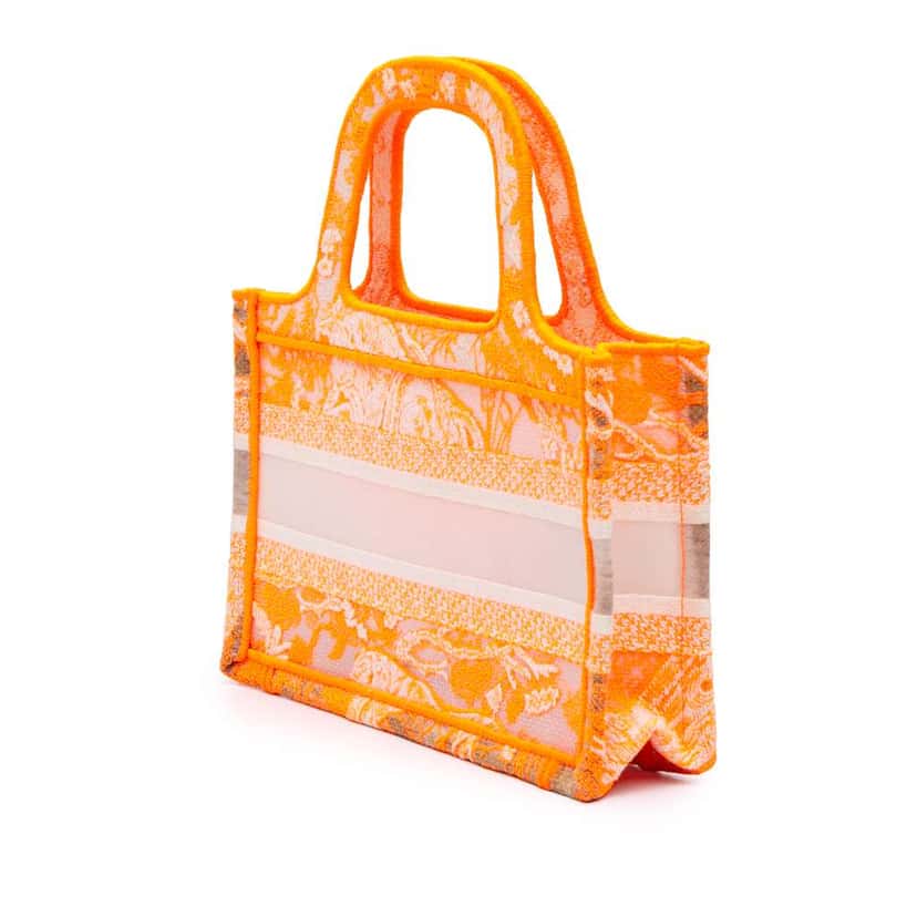 Dior Mini Canvas Embroidered Dioriviera Toile De Jouy Book Tote Orange Canvas Very good condition - Back View