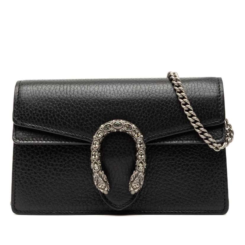 Gucci Mini Leather Dionysus Crossbody Black Leather Good condition - Front View