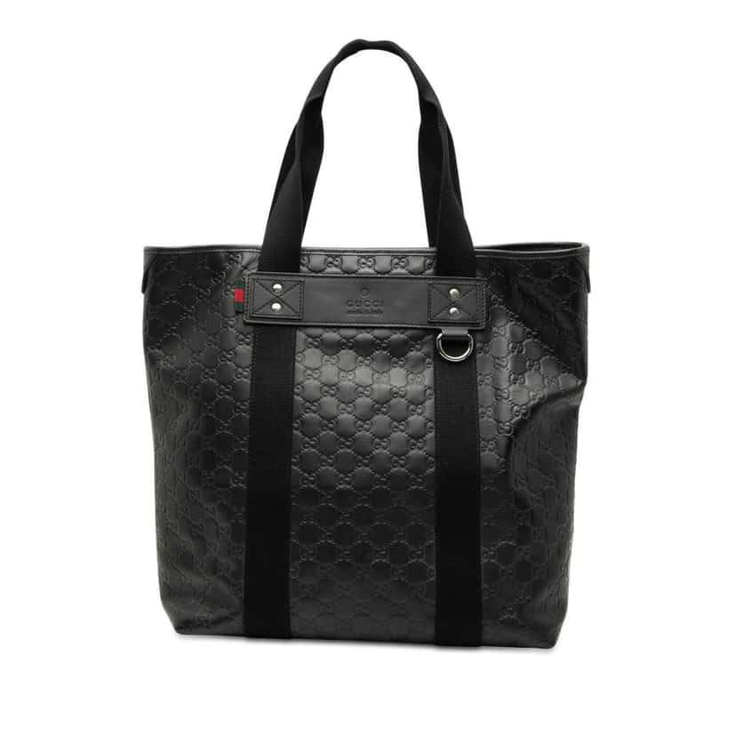 Gucci Guccissima Web Tote Black Leather Good condition - Front View