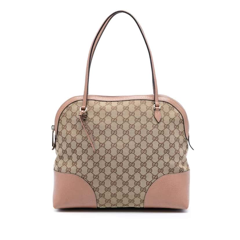Gucci Medium GG Canvas Bree Dome Tote Brown Canvas Very good condition - Front View