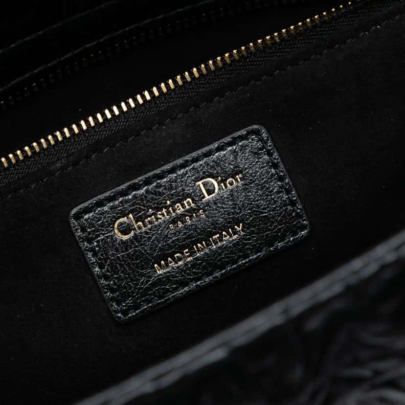 Dior Medium Wavy Crinkled Lambskin Lady Dior Black Leather Very good condition - Box View