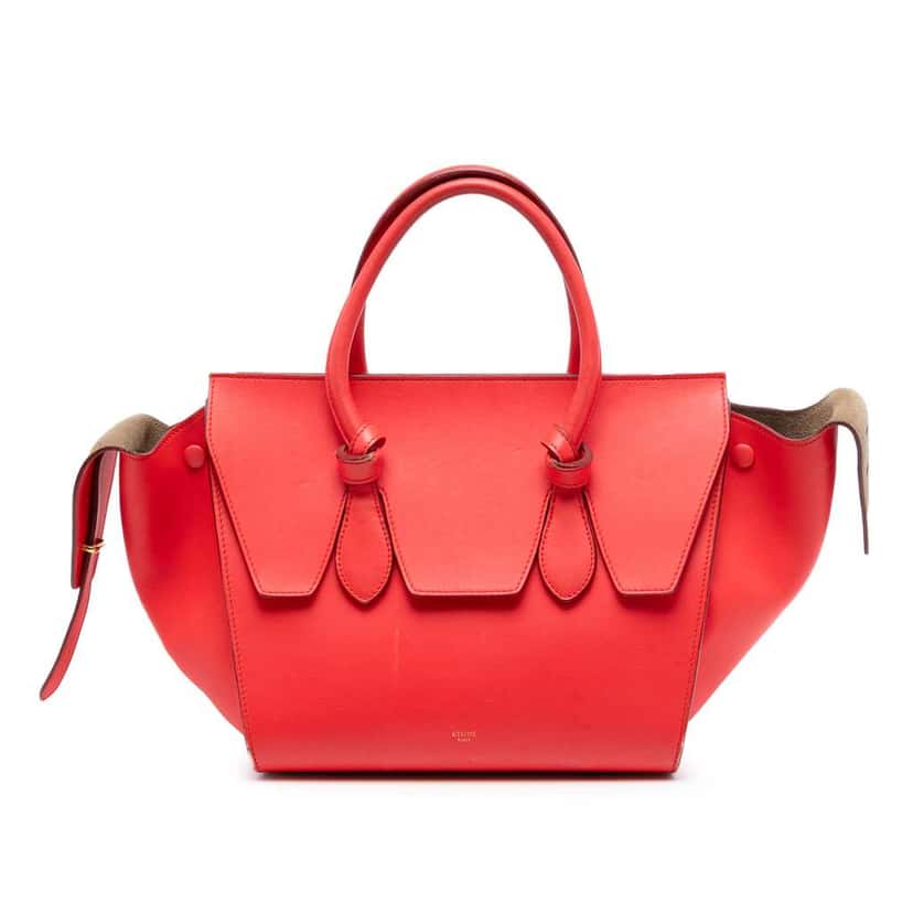 Celine Small Grained Calfskin Tie Knot Handbag Red Leather Very good condition - Front View