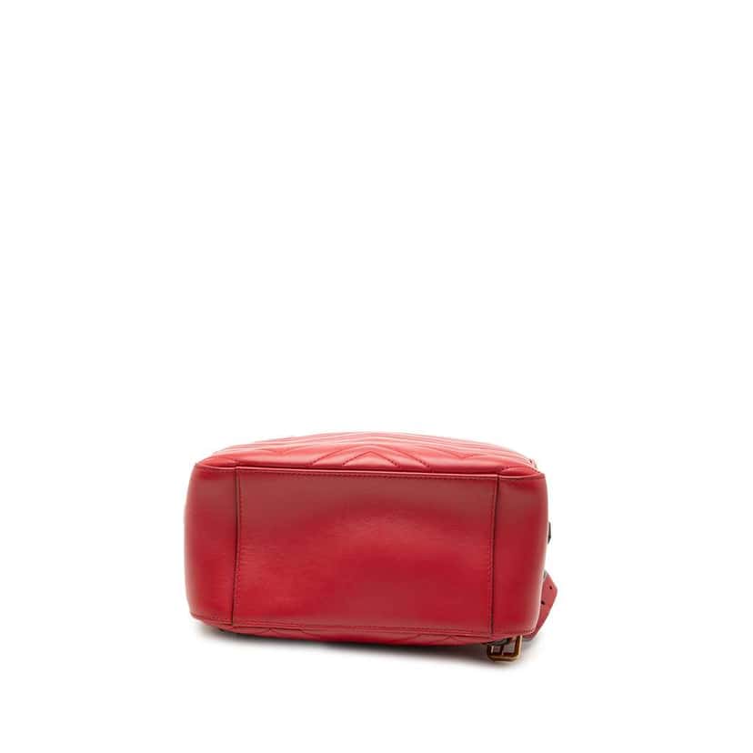 Gucci Small GG Marmont Matelasse Leather Backpack Red Leather Very good condition - Inside View