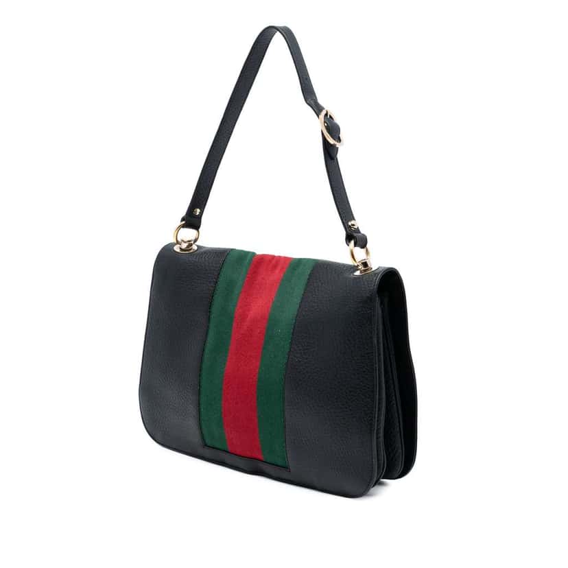 Gucci Leather Blondie Web Shoulder Bag Black Leather Good condition - Back View