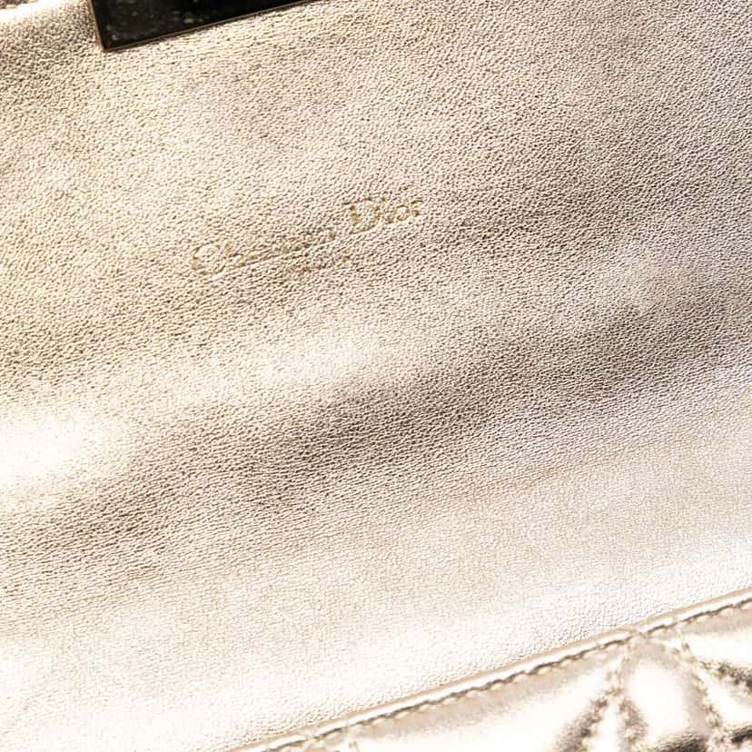 Dior Metallic Lambskin Cannage Miss Dior Promenade Crossbody Gold Leather Good condition - Box View