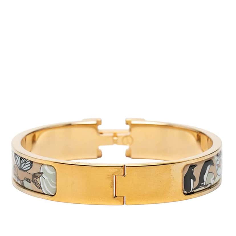 Hermès Narrow Enamel Dans Les Nuages Clic H Bracelet PM Blue Very good condition - Inside View