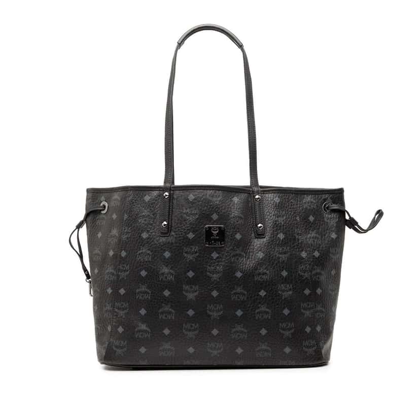 MCM Visetos Coated Canvas Tote Black Leather Very good condition - Front View