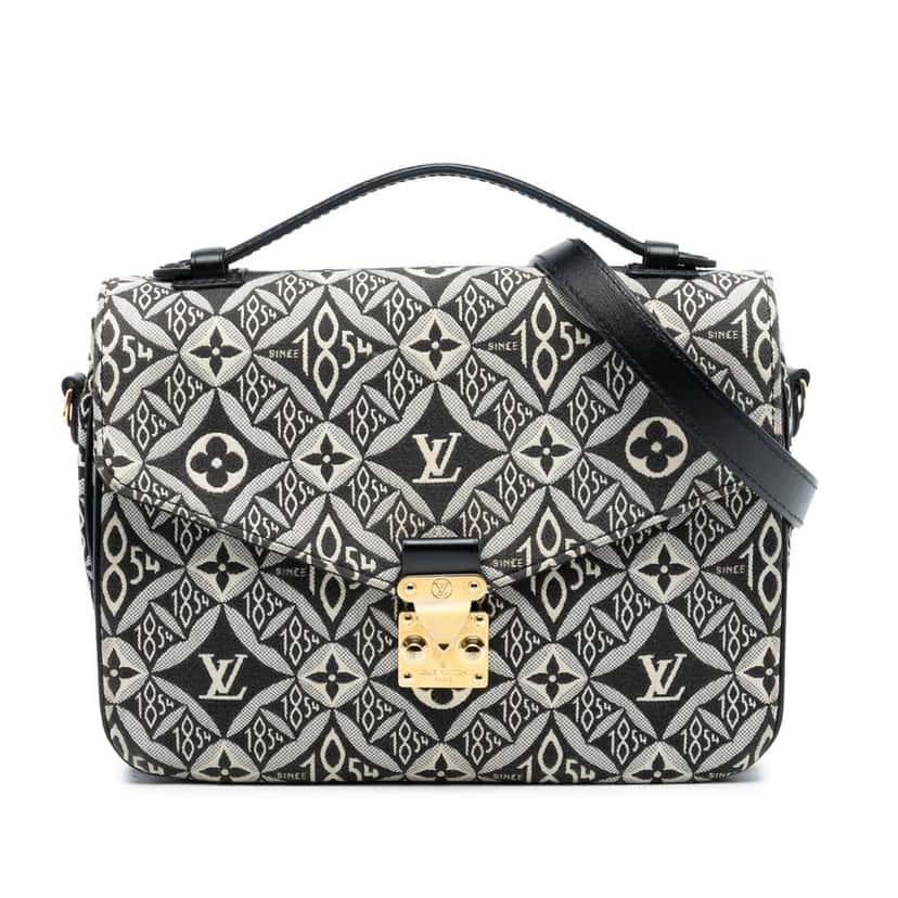 Louis Vuitton Monogram Jacquard Since 1854 Pochette Metis Black Canvas Very good condition - Front View