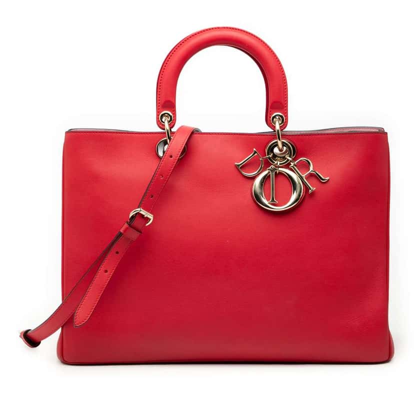 Dior Large Smooth Calfskin Diorissimo Satchel Red Leather Good condition - Front View