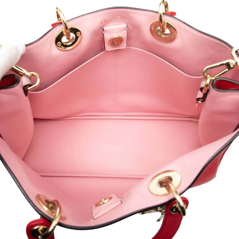 Dior Large Smooth Calfskin Diorissimo Satchel Red Leather Good condition - Model View