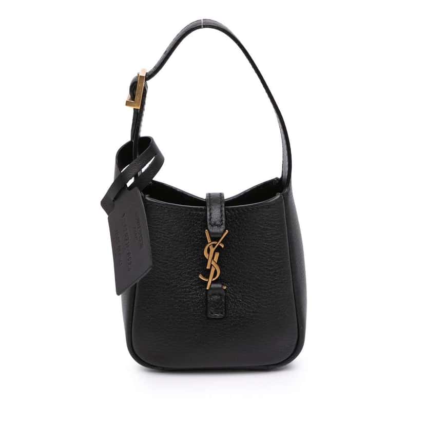 Saint Laurent Micro Grained Calfskin Supple Le 5 a 7 Handbag Black Leather Good condition - Front View
