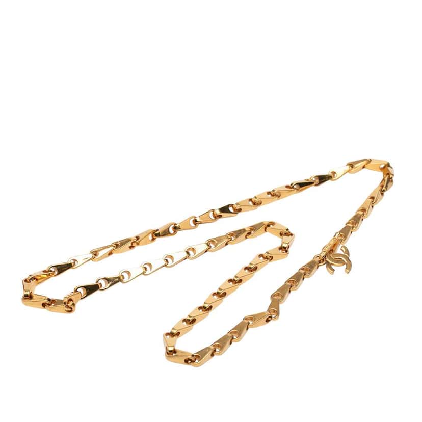 Chanel Gold Plated CC Pendant Necklace Gold Metal Very good condition - Front View