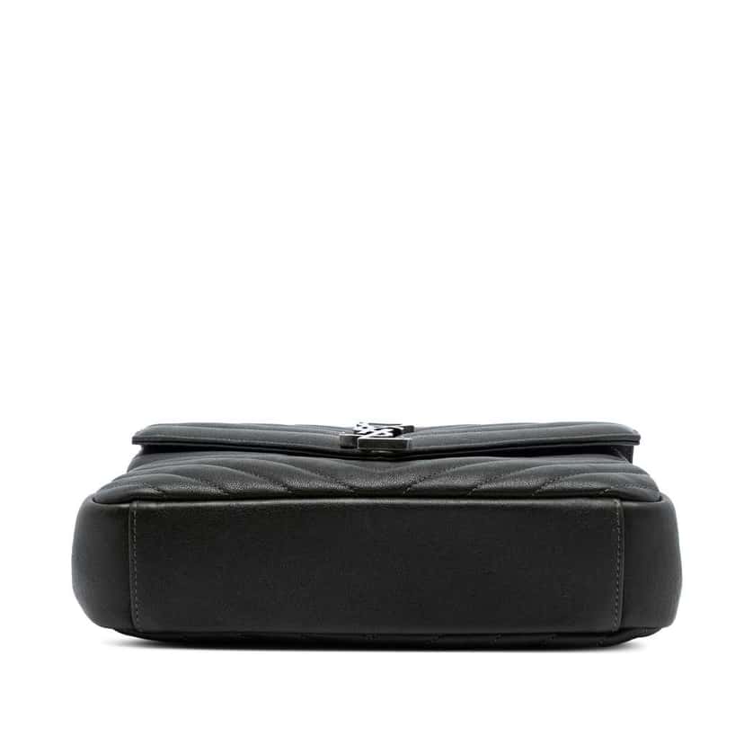 Saint Laurent Medium Chevron Sheepskin Monogram College Satchel Black Leather Good condition - Inside View