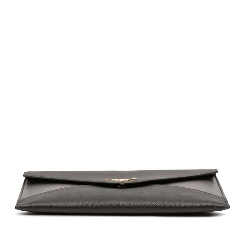 Prada Saffiano Envelope Clutch Black Leather Good condition - Inside View
